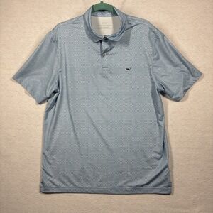 Vineyard Vines Performance Golf Polo Blue Whale AOP Whale Logo Mens Large